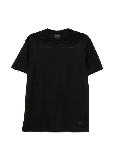 Emporio Armani Cotton Crew Neck Short Sleeve T Shirt In Black