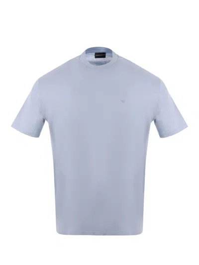 Emporio Armani Cotton T-shirt In Celeste Polvere