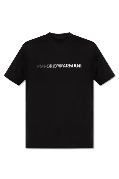 Emporio Armani Cotton T-shirt In Nero