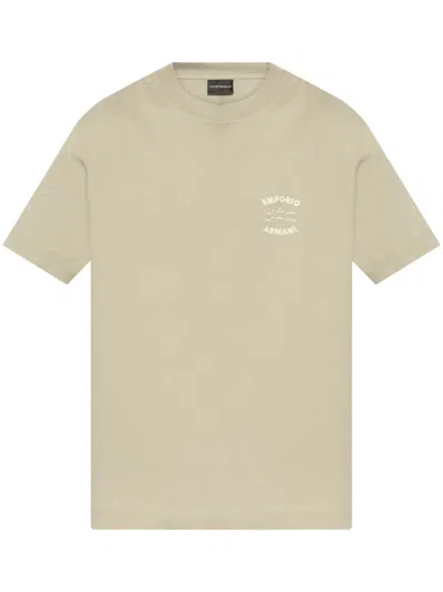 Emporio Armani Cotton T-shirt In Nude