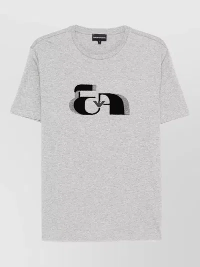Emporio Armani Cotton T Shirt Short Sleeves Crew Neck Graphic In White