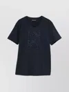 Emporio Armani Rganic Cotton T-shirt With Logo Embroidery In Blue