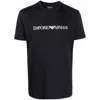 Emporio Armani Blue Crewneck T-shirt With Logo Lettering On The Front In Blue