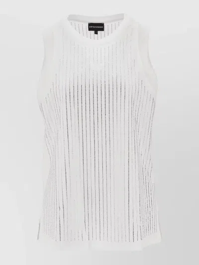 Emporio Armani Cotton Tank Top Round Neck Sleeveless In White