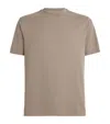 Emporio Armani Textured Cotton Allover Jacquard Chevron Motif Tee In Blue