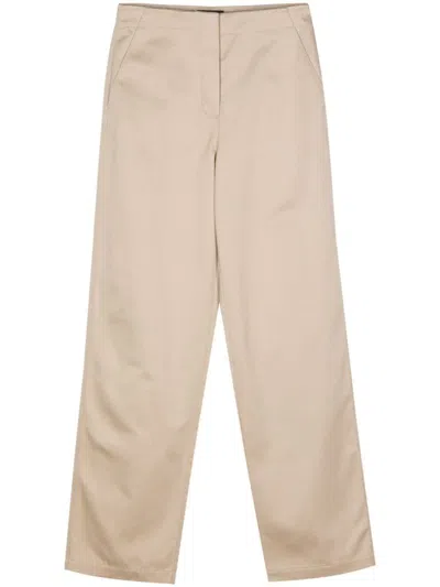 Emporio Armani Cotton Trousers In Beige