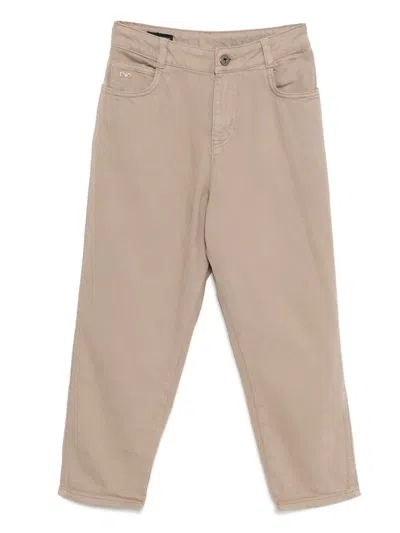 Emporio Armani Kids' Cotton Trousers In Brown