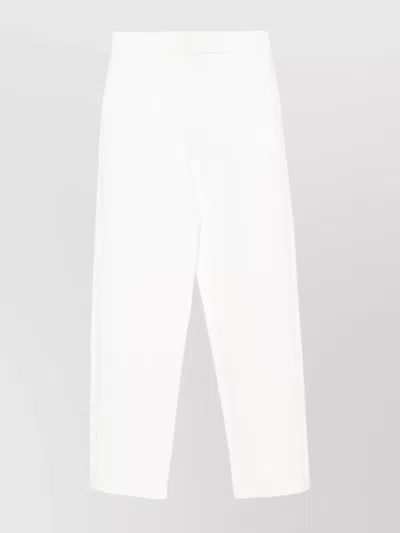 Emporio Armani Cotton Trousers With Ankle Zips And Side Slits In White