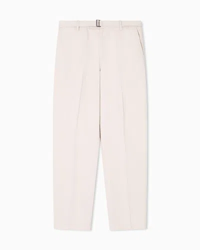 Emporio Armani Cotton Trousers With Matching Belt In Pink