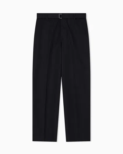 Emporio Armani Cotton Trousers With Matching Belt In Black