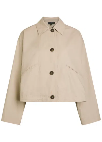 Emporio Armani Cotton-twill Jacket In Neutral