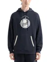 Emporio Armani Cotton Twill Whale Patch Regular Fit Hoodie In Navy Blue