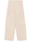 Emporio Armani Wide Leg Trousers With Elasticated Waistband And Slits In Beige