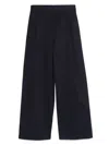 Emporio Armani High Waist Pleated Wide Leg Trousers In Blue