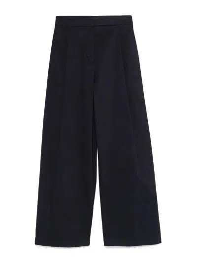 Emporio Armani Cotton Wide-leg Trousers In Black