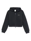 Emporio Armani Cotton Zipped Hoodie In Black