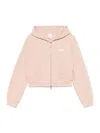 Emporio Armani Cotton Drop Shoulder Zippered Hoodie In Pink