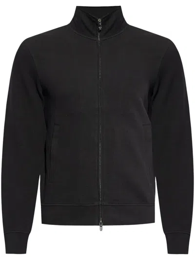 Emporio Armani Cotton Zipped Sweatshirt In Blue