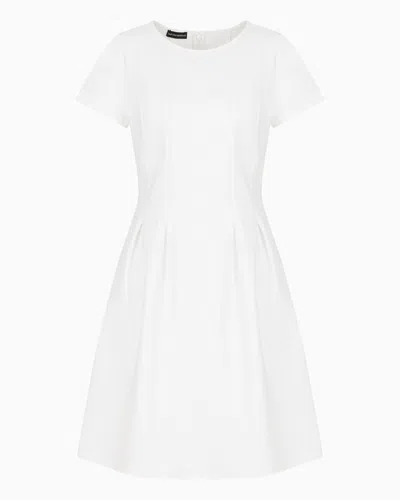 Emporio Armani Couture Cotton Blend Dress With Pleats In White