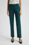 Emporio Armani Straight-leg Couture Cotton Trousers In Solid Dark Green