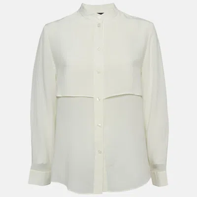 Pre-owned Emporio Armani Cream Silk Buttoned Shirt Blouse L