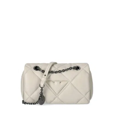 Emporio Armani Cream Small Quilted Crossbody Bag In White