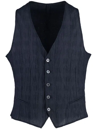 Emporio Armani Creased-effect Waistcoat In Blue