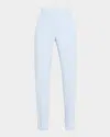 Emporio Armani Creased Straight-leg Cady Crepe Trousers In Zen Blue