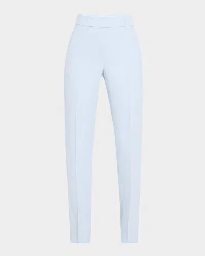 Emporio Armani Creased Straight-leg Cady Crepe Trousers In Zen Blue