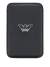 Emporio Armani Asv Regenerated Saffiano Magnetic Card Holder In Black