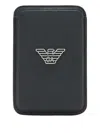Emporio Armani Asv Regenerated Saffiano Magnetic Card Holder In Black