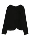 Emporio Armani Ruffle Hem Crepe Blazer Jacket In Black