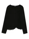 Emporio Armani Ruffle Hem Crepe Blazer Jacket In Black