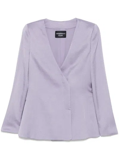 Emporio Armani Crepe Blazer In Purple