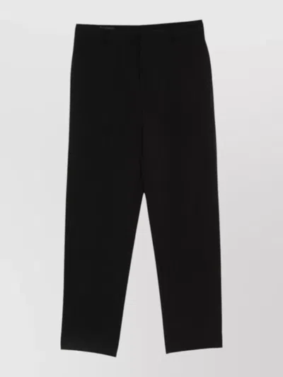 Emporio Armani Crepe Chino Trousers Straight Leg Pressed Crease In Black