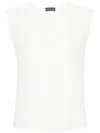 Emporio Armani Sleeveless Crepe De Chine Blouse In White