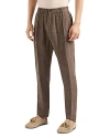 EMPORIO ARMANI CREPE EFFECT RIBBED FADED LINEN TROUSERS