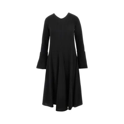 Emporio Armani Crepe Jersey Flared Dress In Black