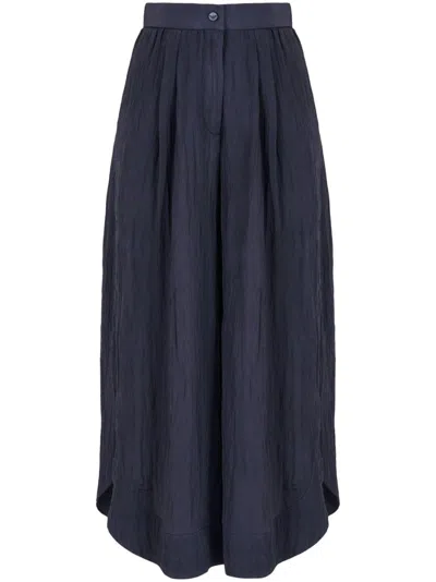 Emporio Armani Crepe Midi Skirt In Blue