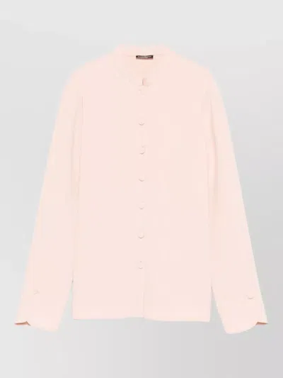Emporio Armani Crepe Shirt Long Sleeves Mandarin Collar Cuffs In Pink