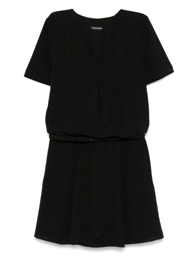 Emporio Armani Crepe Short Dress In Black