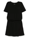 Emporio Armani Cotton Crepe Short Dress In Black
