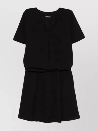 EMPORIO ARMANI CREPE SHORT DRESS LAYERED SKIRT