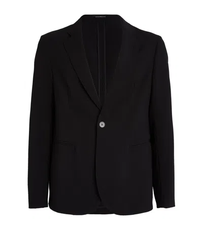 Emporio Armani Crepe Single-breasted Blazer In Black