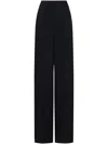 Emporio Armani Women's Crepe Wide-leg Trousers In Blue