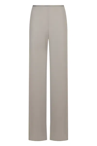 Emporio Armani Crepe Wide-leg Trousers In Gray