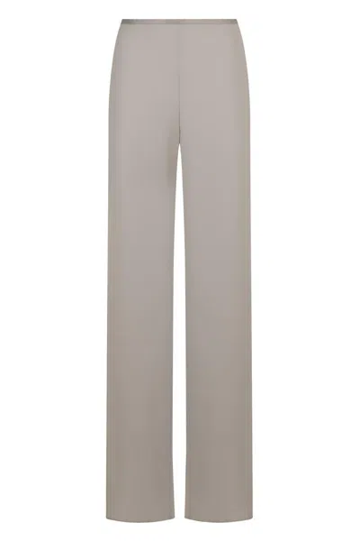 Emporio Armani Crepe Wide-leg Trousers In Neutral