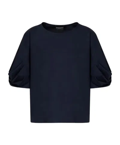 Emporio Armani Crew Neck Blouse In Navy_blue