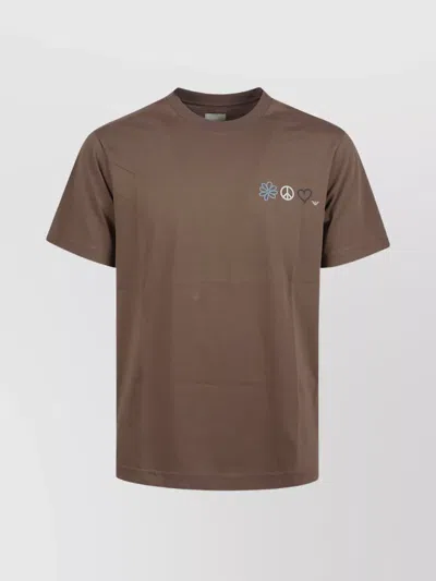Emporio Armani Crew Neck Graphic Print Short Sleeves T-shirt In Neutral