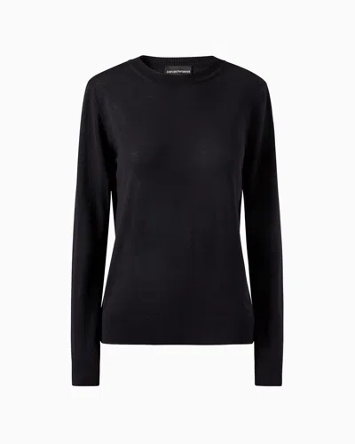 Emporio Armani Official Store Pull Ras-du-cou En Pure Laine Vierge In Bleu Marine